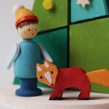 Child with Fox - Tree Shaped Wooden Ornament – alternate view of the Christmas ornament