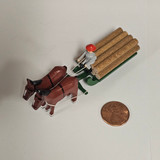 Horses Pulling Green Timber Sleigh - Wooden German Figurine – alternate view of the Christmas ornament
