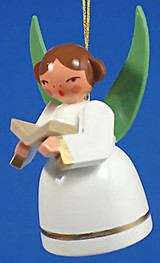 German Ornament White Angel Singing Set – alternate view of the Christmas ornament