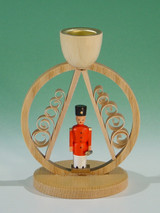 Red Nutcracker Under A Shaved Tree Candleholder – alternate view of the German nutcracker