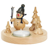 Snowman with Branches - Natural Tealight Candleholder – wooden candleholder by Holzwaren Egermann