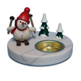 Skiing Snowman - Tealight Candleholder – alternate view of the wooden candleholder