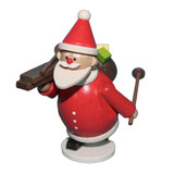 Santa Holding Skis Figurine – Christmas ornament by Holzwaren Egermann