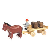 Horses Pulling Barrel Cart - Natural Wooden German Figurine – alternate view of the Christmas ornament