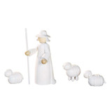 Shepherd with Sheep Wooden Figurine - Four piece Set | 11cm – Christmas ornament by KWO