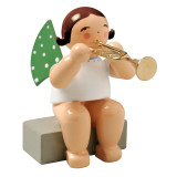 WENDT & KÜHN Sitting Angel Playing Trumpet Figurine – alternate view of the Christmas ornament