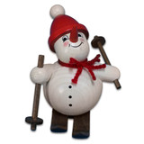 Skiing Snowman Wooden Figurine – alternate view of the Christmas ornament
