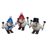 Skiing Snowman Wooden Figurine 11cm Tall – alternate view of the Christmas ornament