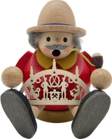Carpenter Sitting with Candle Arch | 5.5 Inches Tall – German Christmas smoker by Richard Glaesser