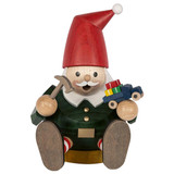 Sitting Gnome Incense Smoker Building a Car | 15cm – German Christmas smoker by Richard Glaesser