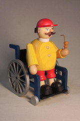 Man in Baseball Cap in Wheel Chair | 14cm tall – alternate view of the German Christmas smoker