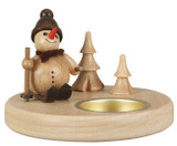 Snowman on Skis - Natural Tealight Candleholder