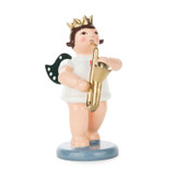 Angel with Crown and Saxophone – Christmas ornament by Kunstgewerbliche Drechslerei Ellmann