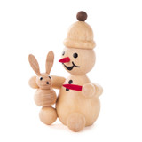 Snowman Holding a Rabbit Figurine – alternate view of the Christmas ornament