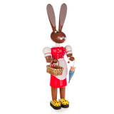 Large Red Rabbit Lady Figurine – alternate view of the Christmas ornament