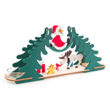 Unfinished Kit: Unpainted Santa and Elk Tealight Candle Arch – alternate view of the wooden candleholder