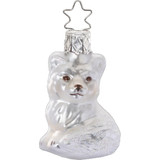 Little Snow Fox Glass Ornament by Inge-Glas® Germany. Matte white fox from the 2019 Delicate & Dreamy Collection. Mouth-blown, hand-painted, gift boxed.