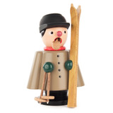 Miniature Skier Incense Smoker | 4.5 Inches Tall – German Christmas smoker by Stefan Fleischer