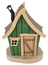 Green Rustic Wood Incense House with Chimney – 20 cm Decorative Smoker