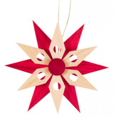 Red Natural Wooden Star Christmas Ornament ORD199X076