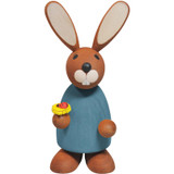 Richard Glässer Easter Rabbit with Flower | Handcrafted German Wooden Easter Decoration | 18 cm