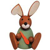 Richard Glässer Easter Rabbit with Carrot | Handcrafted German Wooden Easter Decoration | 16 cm