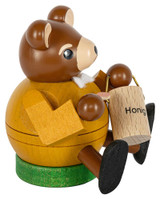 Richard Glässer Mini Bear Incense Smoker | Handmade German Wooden Sphere Smoker | Seiffen Germany | 8 cm