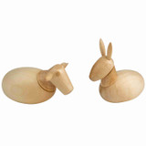Nativity Wooden Ox and Donkey Figures Two Piece Set | 2.5cm – Christmas ornament by Seiffener Volkskunst eG
