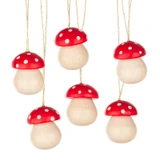 Set of Six Small Wooden German Ornaments