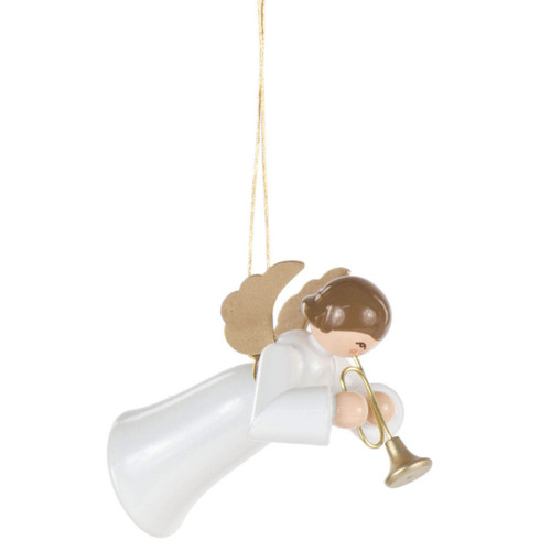 Ornament Angel White Gown Trumpet
