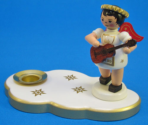 Candleholder Angel Red Wings Guitar Christmas – wooden candleholder by Zeidler Holzkunst GmbH