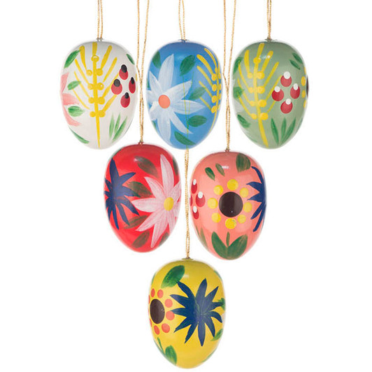 Six Colorful Flowery Eggs German Ornaments – Christmas ornament by Tobias Heidenreich