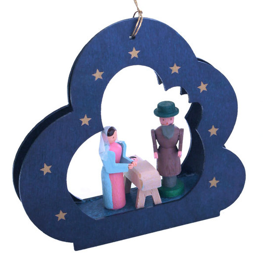 Holy Family Blue Cloud German Ornament – Christmas ornament by Richard Glaesser