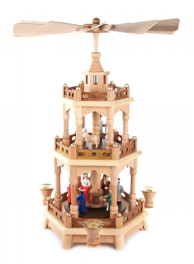 Christmas German Pyramid Colorful Figures 3 Level – Christmas pyramid by Frank Weber