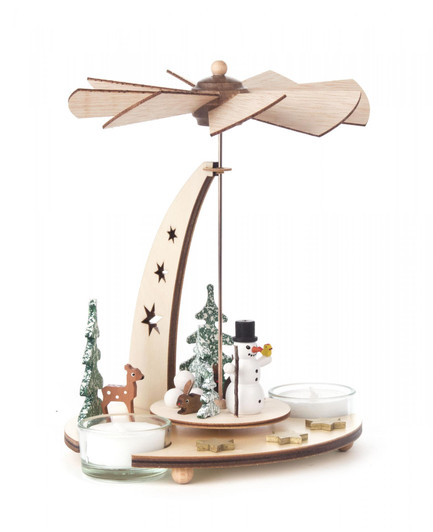 Snowman Winter Scene Tealight Pyramid | 7.5 Inches Tall – Christmas pyramid by Kuhnert