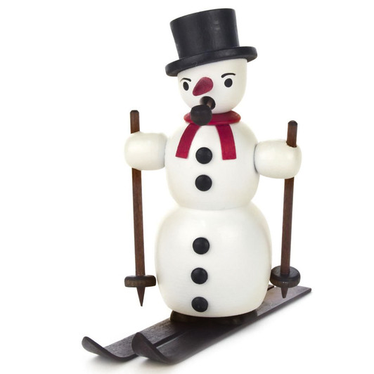 Miniature Snowman Skis German Smoker Red – German Christmas smoker by Joachim und Walter Neumann