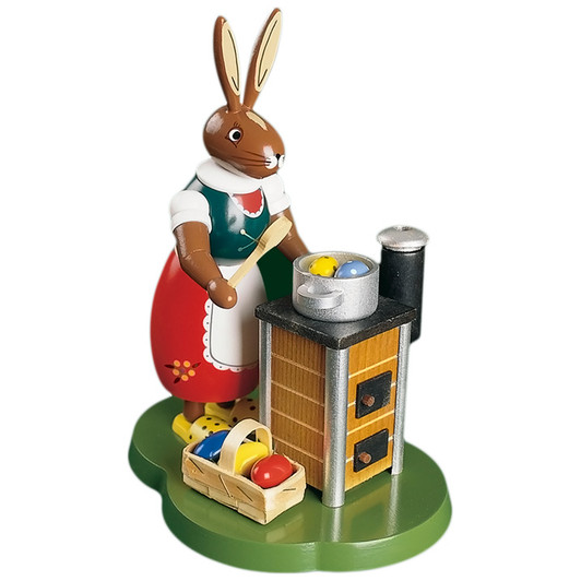 Mother Bunny Rabbit at Her Stove Incense Smoker | 8 Inches Tall – German Christmas smoker by Richard Glaesser