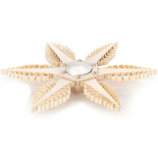 Large Shaved Star Tealight Candleholder – wooden candleholder by Udo Rudolph