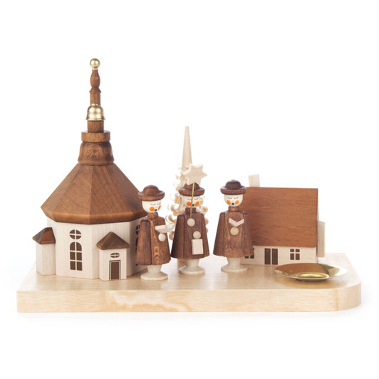 Seiffen Village Carolers Candleholder – wooden candleholder by Thomas Preibler