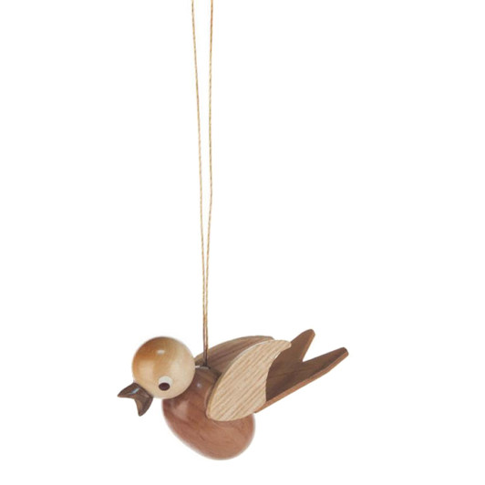 Wooden Natural Bird German Ornament – Christmas ornament by Handwerksbetrieb Fur Holzspielzeug Und