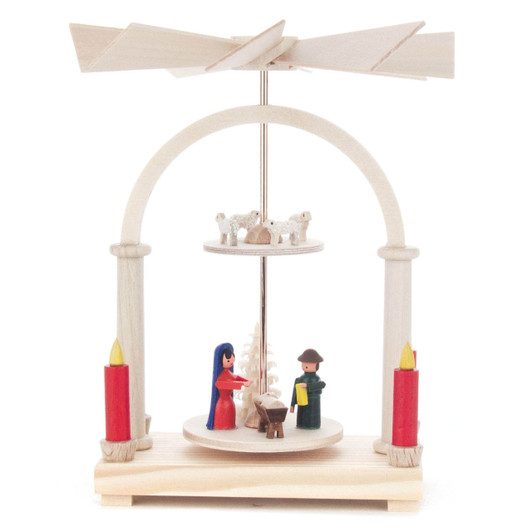 Miniature 2 Level - Nativity Sheep German Pyramid | Warm Air Pyramid – Christmas pyramid