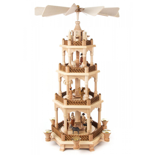 Erzgebirge Angels German Pyramid 4 Level – Christmas pyramid by Frank Weber