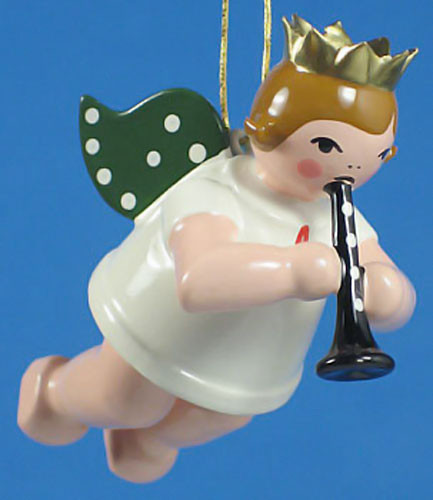 Clarinet Angel Crown Christmas German Ornament – Christmas ornament by Kunstgewerbliche Drechslerei Ellmann