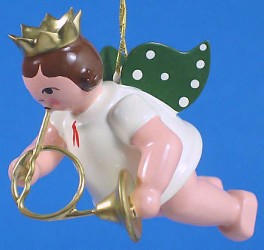 French Horn Angel Christmas Hanging German Ornament – Christmas ornament by Kunstgewerbliche Drechslerei Ellmann