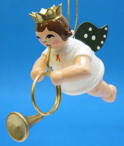 English Horn Angel Christmas Hanging German Ornament – Christmas ornament by Kunstgewerbliche Drechslerei Ellmann