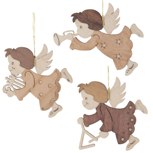 Wooden German Christmas Angel Ornaments - Set of 3 – Christmas ornament by Kuhnert