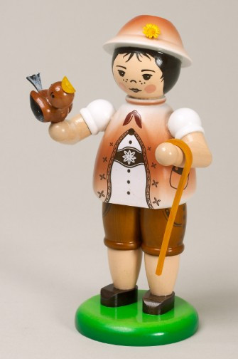 Boy German Figurine With Bird – Christmas ornament by Zeidler Holzkunst GmbH