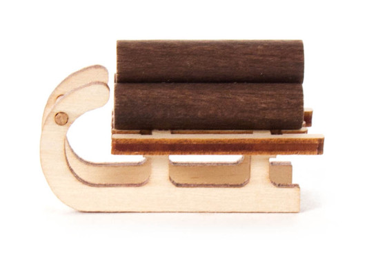 Wooden German Figurine Sled with Wood – Christmas ornament by Dieter Dost Erzgeb. Holzartikel