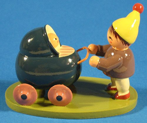 Boy Stroller German Figurine – Christmas ornament by KWO