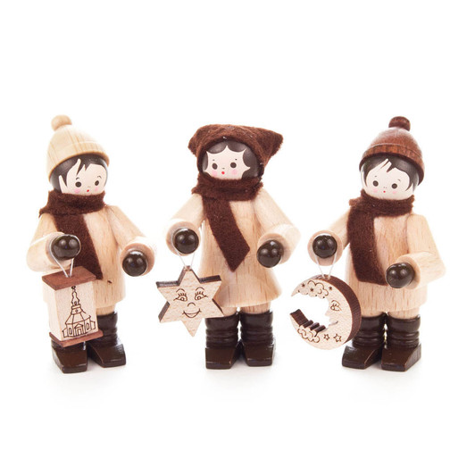 Wooden German Kids Holding Ornament Figurines Set of 3 – Christmas ornament